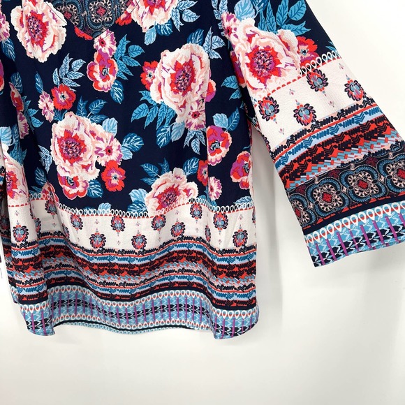 Fig and & Flower Plus Size 1X Floral Bohemian Blouse Shirt Top - Picture 4 of 8